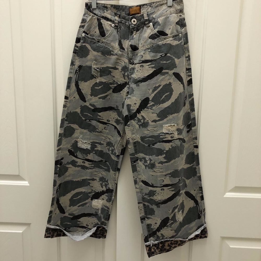 POL Camo Cheetah High Rise Cropped Jeans